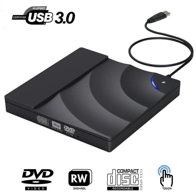maskred External CD DVD Drive USB 3.0 Touch Control Portable CD DVD +/-RW Drive Burner Writer Rewriter Player Reader