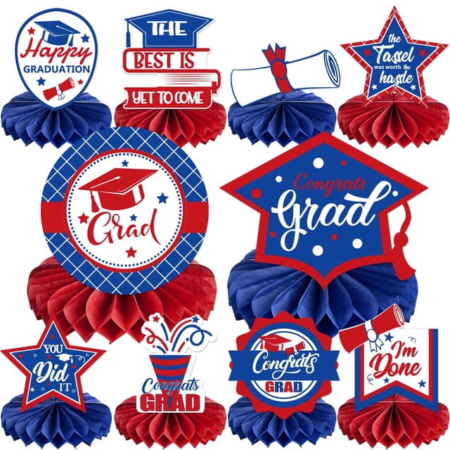 Decoraciones para fiestas de graduación 2025, centros de mesa en forma de panal