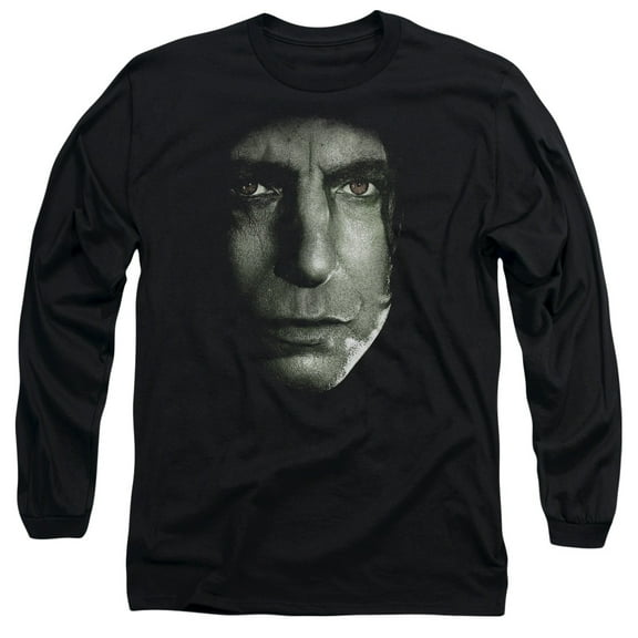 Harry Potter Snape Head Long Sleeve Adult 18/1 T-Shirt Black