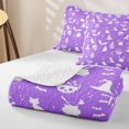 thumbnail image 4 of Feelyou Cartoon Witch Hat Quilt King, Kawaii Gothic Skull King Coverlet Set, Lavender, 3-Piece, 1 Comforter and 2 Pillowcases, 4 of 7