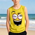 thumbnail image 2 of KHONTS Kids Tank Tops Boys Funny Face Expression Tanks Shirts Novelty Summer Beach Sleeveless Athletic Undershirts,Size 3-14 Years Yellow 160, 2 of 4