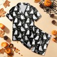 thumbnail image 2 of KPOPLK Tween Halloween Pjs Set Ghost Pumpkin Print Girls Silk Pjs Short Sleeve Button Down Nightwear with Shorts Set Tween 12-13 Years Little's Pajamas,Size 12-13 Years, 2 of 9