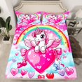 thumbnail image 2 of Homewish Cute Cartoon Unicorn Twin Sheet Sets,3D Loves Bowtie Twin Fitted Sheet,Fairy Tale Theme Flat Sheet For Girls Kids,Super Cozy Room Decor,3 Pieces, 2 of 7