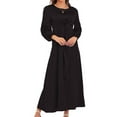 thumbnail image 3 of Diufon Womens Maxi Dresses Solid Color Lace-Up Waist Dress Round Neck Long Sleeve Dress, 3 of 4