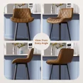 thumbnail image 3 of Bar Stools Set of 2, 26 Inch Counter Height Bar Stools with Back and Extra‑Wide Heavy‑Gauge Metal Legs, Modern Faux Leather Upholstered Barstools for Kitchen Island, Counter, Brown, 3 of 7