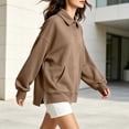 thumbnail image 6 of Women's Oversized Sweatshirts Pullover Fashion Sweatshirt Long Sleeve Button With Kangaroo Pocket Side Slit Loose Tops, 6 of 8