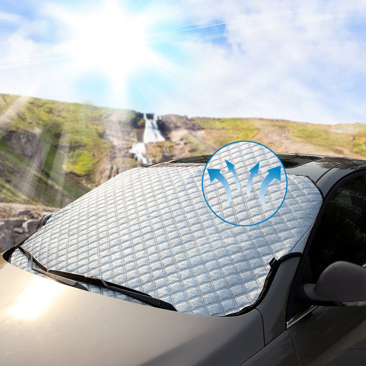 Car Cover All-seasons Windshield Waterproof Cover & Sun Shade UV Protector Cover with Cotton Thicker, Universal Car Cover for Auto SUV Small Car, 57.87(width) x 40.16(height) - image 5 of 9