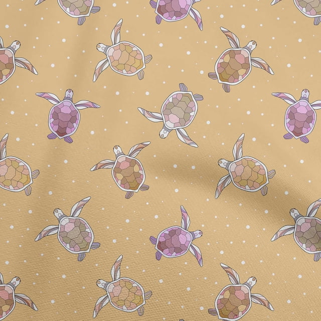 oneOone Rayon Light Brown Fabric Ocean Turtles With Dot Sewing Craft Projects Fabric Prints By Yard 56 Inch Wide
