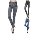 thumbnail image 3 of DYMADE Women's Stretch High Waist Faux Denim Leggings Jeggings Casual Skinny Pants, 3 of 3