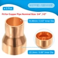 thumbnail image 3 of Uxcell 3/4" to 1/2" Nominal Size Copper Reducer Reducing Coupling Pressure Fitting Pipe Tube Connector 5pcs, 3 of 6