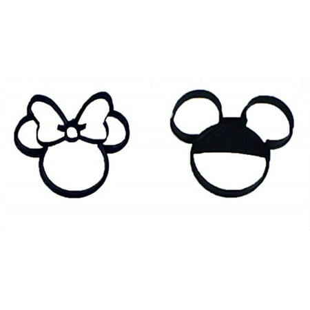 

MICKEY AND MINNIE MOUSE HEADS SET OF 2 SPECIAL OCCASION COOKIE CUTTERS BAKING TOOL 3D PRINTED MADE IN USA PR1017