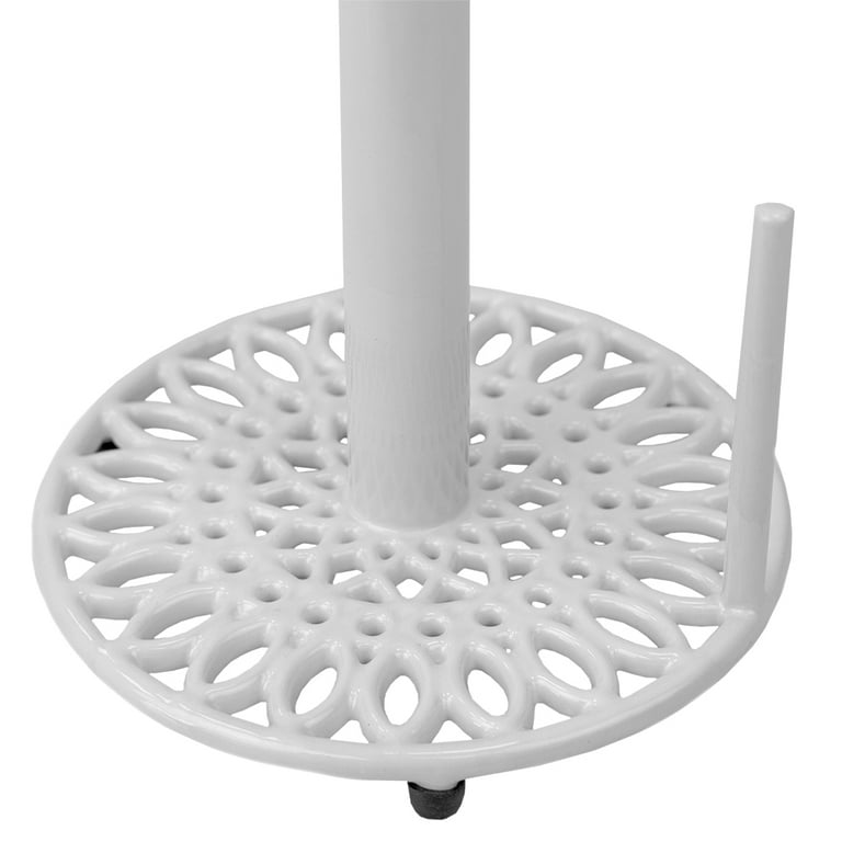 Home Basics Sunflower Heavy Weight Cast Iron Free Standing Paper Towel  Holder White