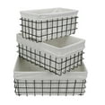 thumbnail image 2 of Set of 3 Rectangular White Lined and Metal Wire Baskets, 2 of 4