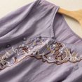 thumbnail image 4 of ICHUANYI Clearance Womens Spring Summer Solid Color Casual Loose Fashion T-Shirt Five-point Sleeve V-Neck Embroidery Button Tops Cotton And Linen Blouse(Purple, M) ICHUANYI WER2023080915983, 4 of 6