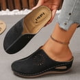 thumbnail image 6 of Modstep Orthopedic Wedge Mule Sandals for Women Closed Round Toe Cutout Slides with Arch Support Low Wedges Shoes for Vacation size 7 Black, 6 of 8