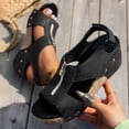 thumbnail image 4 of Domuza Orthopedic Casual Sandals for Women Arch Support Flat Wedge Sandals Breathable Non Slip Slip on Work Shoes Soft 2026 New Orthopedic Shoes Black 10（EU-43）, 4 of 6