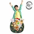 thumbnail image 3 of Cat Storage Toy Bag Chair, Cartoon Style Feline Pattern on a Hearts Dots and Fish Background Animal Theme, Stuffed Animal Organizer Washable Bag, Large Size, Multicolor, by Ambesonne, 3 of 3