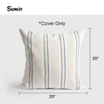 thumbnail image 2 of Sunlit 20x20 Decorative Farmhouse Linen Throw Pillow Covers, Textured Pillow Case, Set of 2,Beige with White & Navy Blue Stitch Yarn Dyed Stripe Cushion Cover for Sofa Couch Living Room(Cover ONLY), 2 of 6