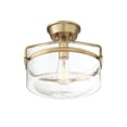 thumbnail image 1 of Meridian M60011NB Semi Flush - Clear Glass Shade with Natural Brass, 1 of 1
