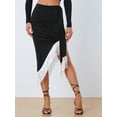 thumbnail image 4 of DARING DIVA Women Asymmetrical Ruched Tie Back Midi Bodycon Skirt S Black, 4 of 6