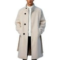 thumbnail image 4 of Aihuaihua Woolen Trench Coat for Men Winter Men Wool Trench Coat Stand Collar Solid Color Overcoat Beige M, 4 of 7