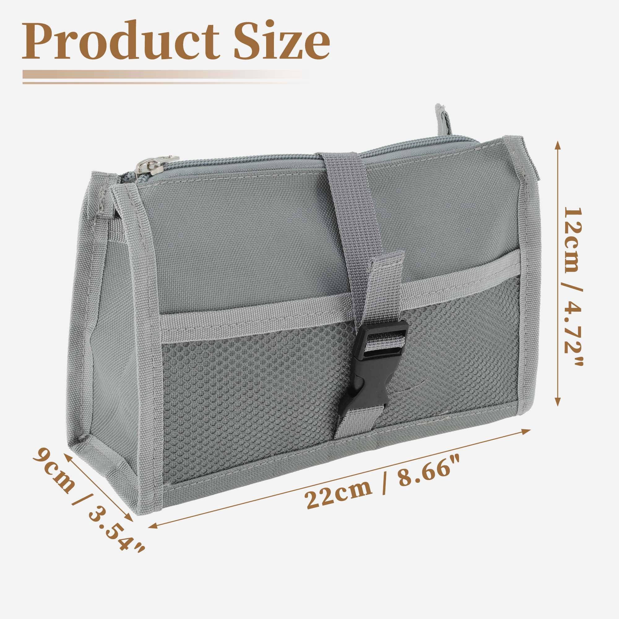 Unique Bargains Mesh Style Aesthetic Pen Bag Organizer Gray