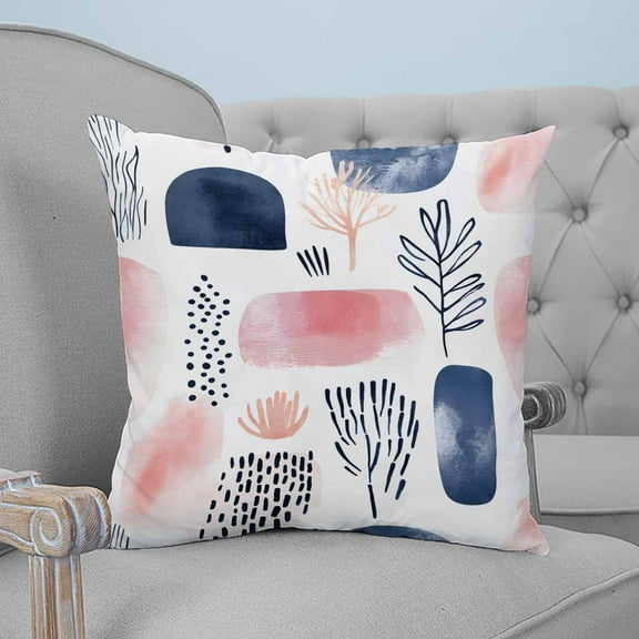 Pink Navy Blue Abstract Art Decorative Pillowcase 26''x26'', Modern Geometric Art Throw Pillow Covers Soft Cushion Case for Couch Sofa Bedroom Living Room, Pillowcase Boho Decor