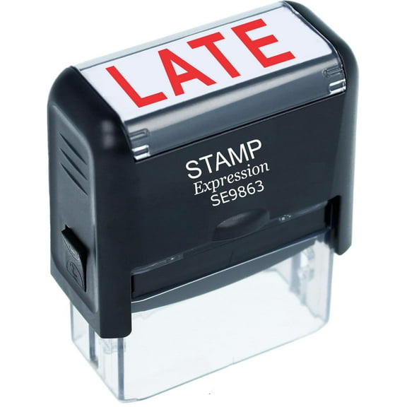 StampExpression - Late Office Self Inking Rubber Stamp - Red Ink (A-5308)