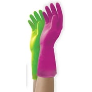 Mr. Clean Duet Non-Slip Grip Natural Latex Gloves With Tapered Fit, Beaded Cuff, Cotton Flock Lining - BPA Free Medium 12 Inch 2 Packs Of 2 - Purple Green