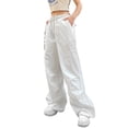 thumbnail image 4 of Qiylii Women's Low Waist Cargo Pants Casual Solid Color Harajuku Vintage Y2K Low Rise Baggy Jogger Relaxed Cinch Pants, 4 of 7