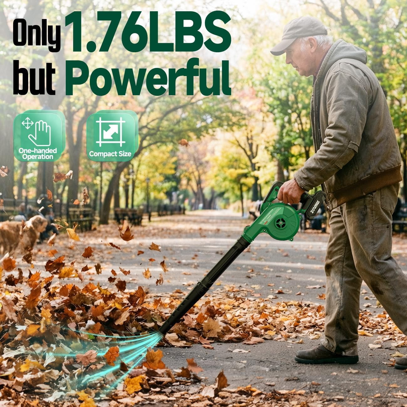 Cordless Leaf Blower Vacuum Combo 4 in 1, 3 Nozzles &3 Modes for Inflation & Deflation, Extended Tube & Variable Speed, 20000RPM 150MPH, 2x2000mAh Battery Powered Leaf Blowers for Lawn Care