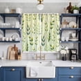 thumbnail image 2 of Sage Green Leaves Kitchen Curtains Window Panels, Summer Botanical Farmhouse Leaf Insulated Window Treatment Curtain, Grommet Curtains for Bedroom/Living Room/Bathroom, 2 Piece 52"Wx84"L, 2 of 8