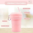 thumbnail image 2 of Collapsible Cup with Reusable Straw  18 Oz (550 Ml), Portable Travel Mug, BPA-Free, Leak-Proof, Microwave & Dishwasher Safe, Multi-Purpose for Hot & Cold Drinks  Pink, 2 of 4
