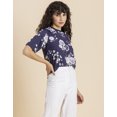 thumbnail image 2 of MoomayaWomens PrintedLoose-Fit Top,ElbowSleeves Round Neck Lounge Wear Top, 2 of 8