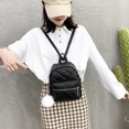 thumbnail image 1 of Mochila de cuero con bolas de pelo para mujer morral escolar Ehuebsd de gran capacidad bolso de viaje para adolescentes estudiantes, 1 of 9