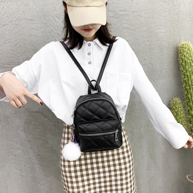 Mochila de cuero con bolas de pelo para mujer morral escolar Ehuebsd de gran capacidad bolso de viaje para adolescentes estudiantes