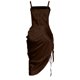thumbnail image 4 of Gibobby Vestidos de noche cortos Vestido informal con cordón para mujer, vestido de Color sólido, vestido sin mangas para club nocturno(Marrón,XL), 4 of 5