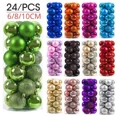 thumbnail image 2 of 20/24 bolas navideñas multicolores de 6/8/10 cm para decoración de árboles de Navidad, adornos navideños colgantes para Año Nuevo 2023, 2 of 5
