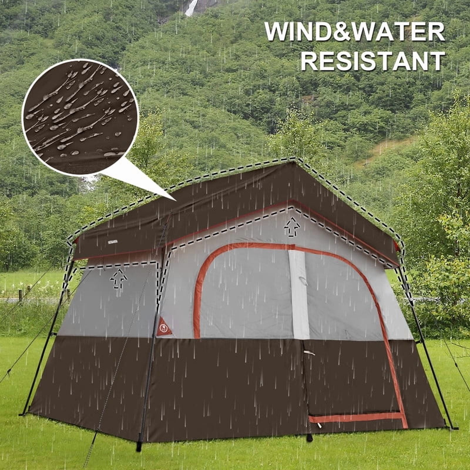 HIKERGARDEN 6 Person Camping Tent - Portable Easy Set Up Family Tent for Camp, Windproof Fabric Cabin Tent Outdoor for Hiking, Backpacking, Traveling
