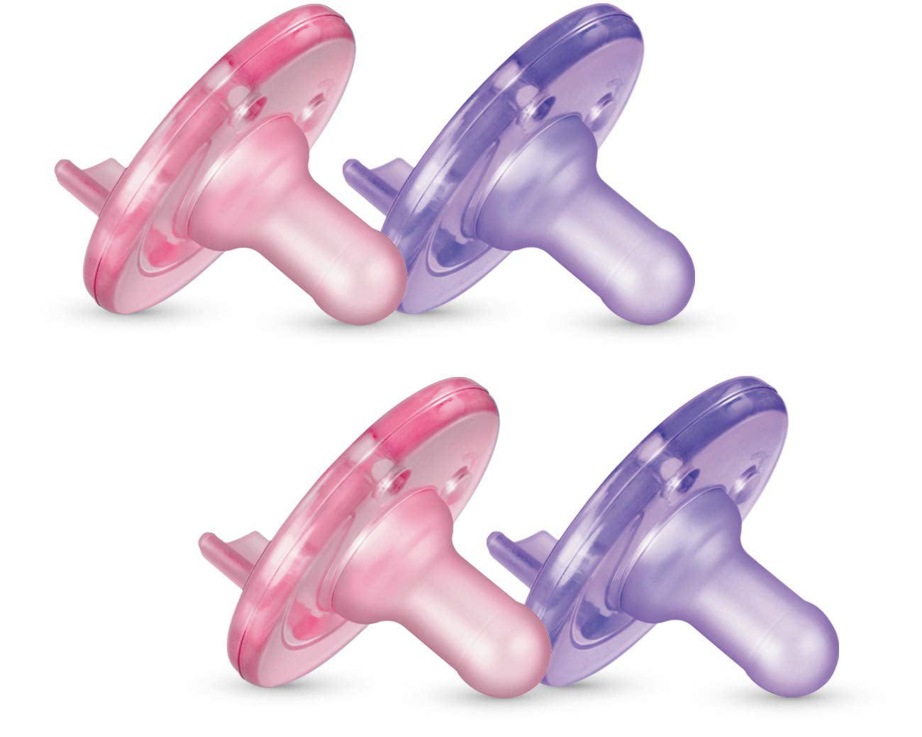 Philips Avent Soothie Pacifier, Pink/Purple, 0-3 Months, 4 Pack