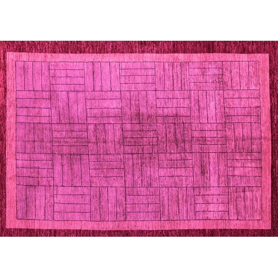 Ahgly Company Indoor Rectangle Abstract Pink Modern Area Rugs, 3' x 5'