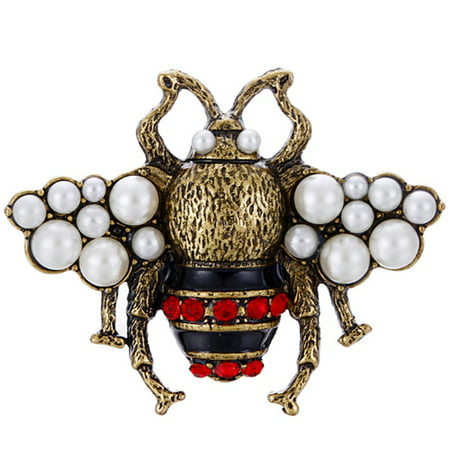 Fancyleo Simulated Pearl Bee Pin Brooch Antique Pin Women Man Costume