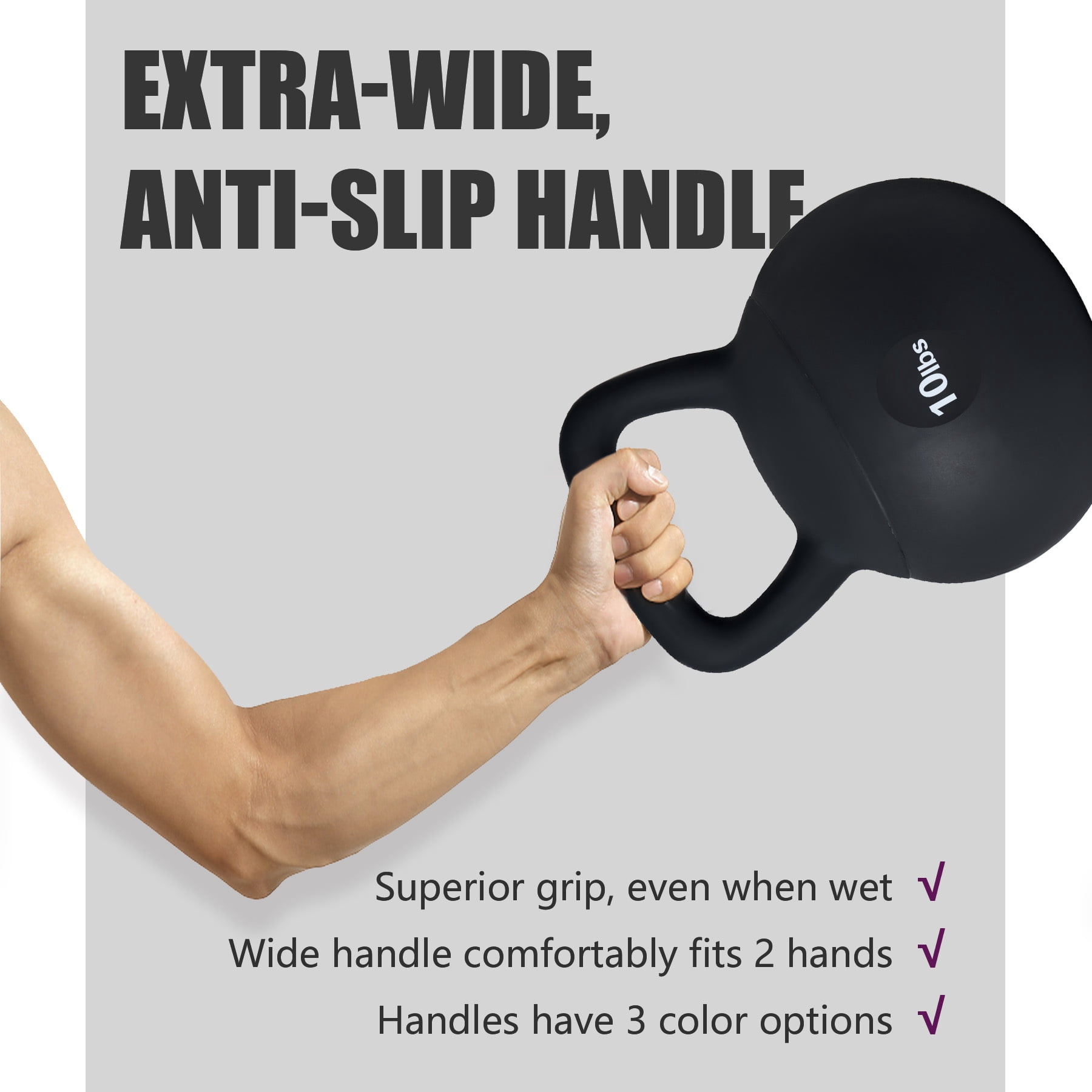 SogesPower Soft Kettlebells,Iron Sand Filled Weights Strength Training Kettlebells,Shock-Proof Weights and Wide-Grip Handle,Fitness Soft Kettlebells for Women Men,Home Gym Kettlebells,Black,10LBS