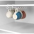 thumbnail image 2 of Home Basics Under-the-Shelf Mug Rack, 6-Cup Metal Coffee Cup Holder, White, 2 of 6