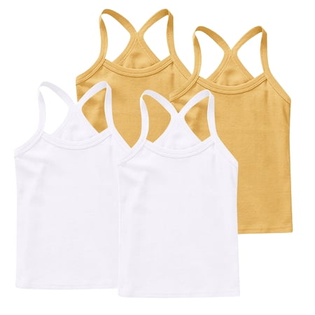 ZACPNCV 4 Pieces Girls Dance Tank Tops Racerback Camisole Undershirts Spaghetti Strap Camis Dance Clothes Tank Tops for Girl Yellow 12-24 Months