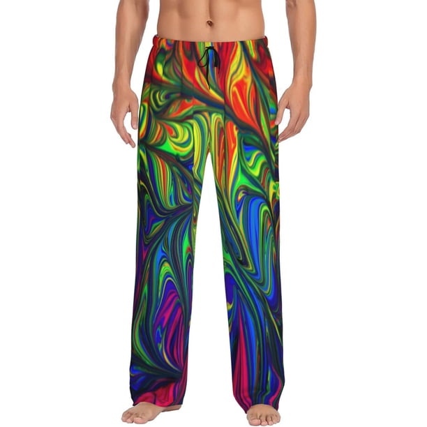 Fotbe Pride Rainbow Pantalones de Pijama para Hombre, Pantalones de Dormir, Pantalones de Casa con Cintura Ajustable y Bolsillos-XX-Large