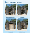 thumbnail image 4 of 6 x 6 ft Portable Carport Heavy Duty Waterproof  Storage Shed with 2 Roll-Up Doors & Vents for Motorcycles,Bikes,Garden Tools,and Firewood, 4 of 7