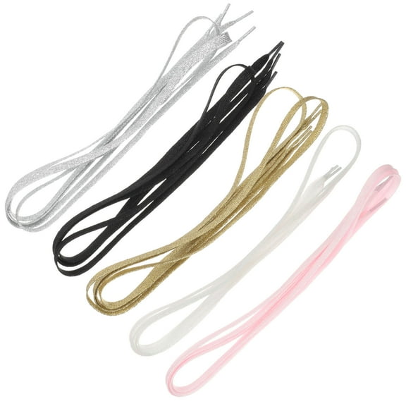 ETHZZLE 5Pairs Shiny Flat Shoelaces Assorted Color Tightly Woven Replacement Shoe