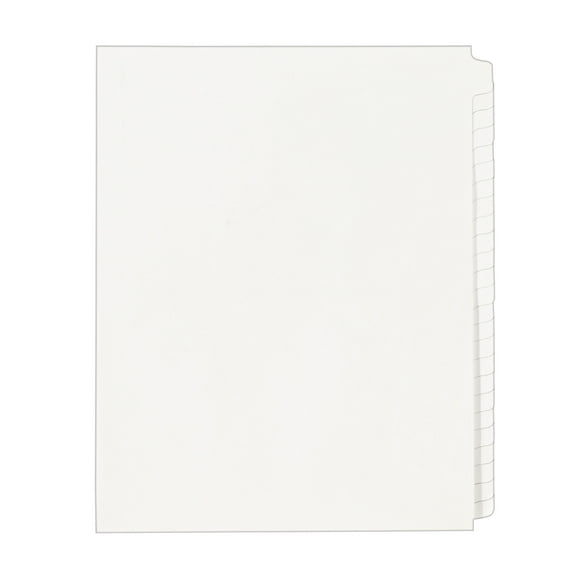 Blank Tab Legal Exhibit Index Divider Set, 25-Tab, Letter, White, Set Of 25 | Bundle of 5 Sets