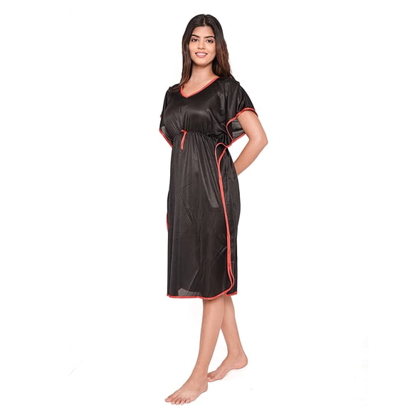 DWEEP SARA Black Satin Kaftan